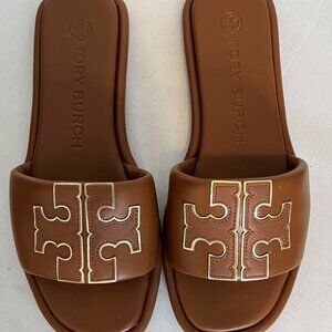 Tory Burch Double T Leather Sport Slide Sandals